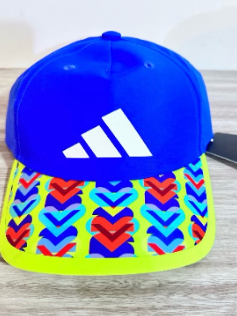 adidas Blue Hat with Multicolor Patterned Brim